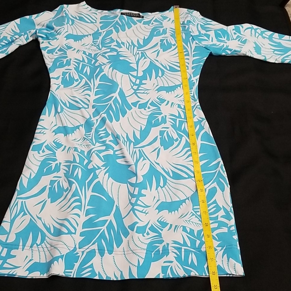 Palm Beach Chic Tropical Print Shift Dress 3/4 sleeves , Resort style.  Size XS - Picture 8 of 9
